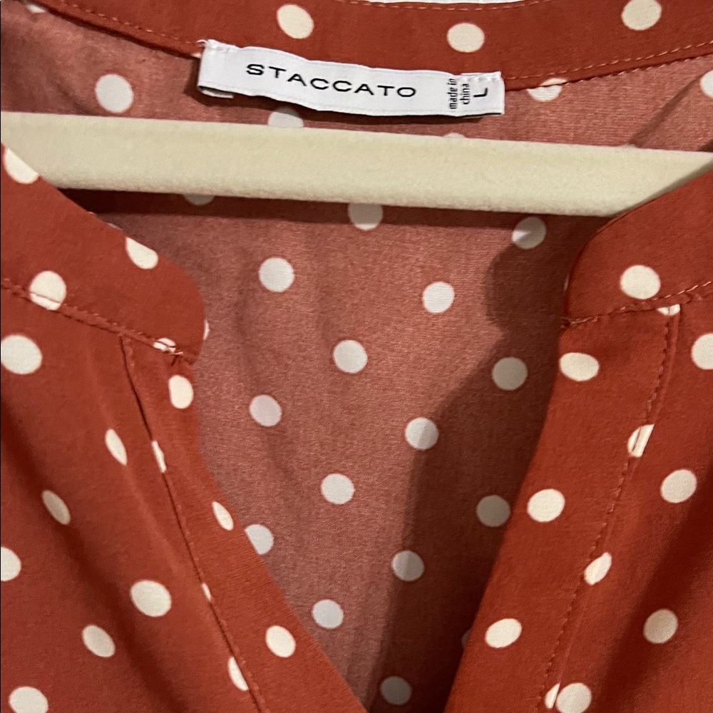 Staccato Rust Red Polka Dot Tiered Sleeveless Tunic - Picture 2 of 4